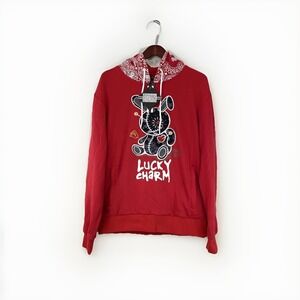 NWTS BKYS Mens L Black Keys‎ Lucky Charm Red Hoodie Sweatshirt Embroidered